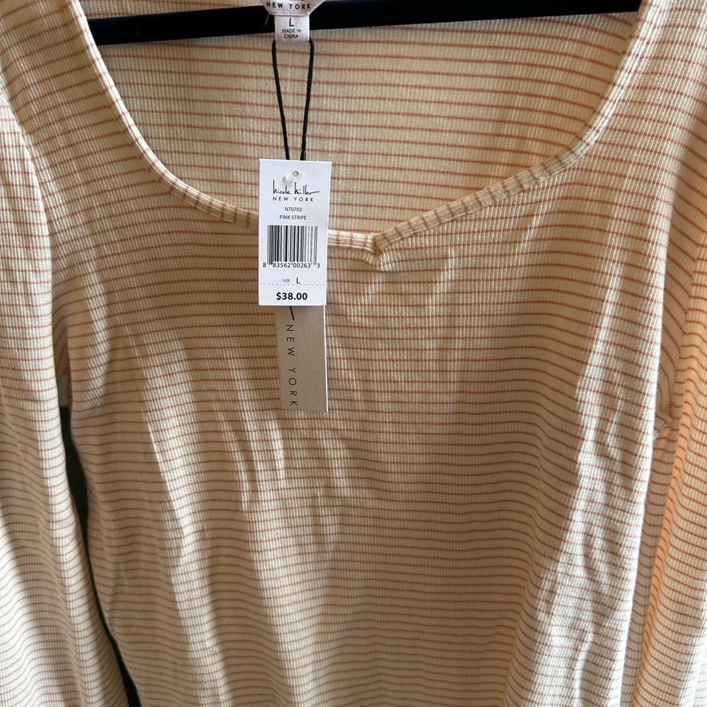 Nicole Miller Pink Striped Top